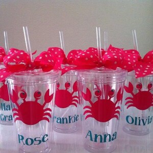 Personalized Tumblers- Party Favors-Underwater Party-Sealife-Crab - Pink Crab