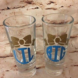 Personalized Big Sis Little Sis Shot Glasses - Sorority Shot Glasses - Sorority - Rush Week - Little Sis - Big Sis - My Little - My Big