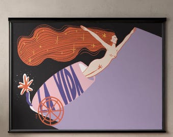 Woman and Life Illustration / Life Cannon Poster / Woman Print Art