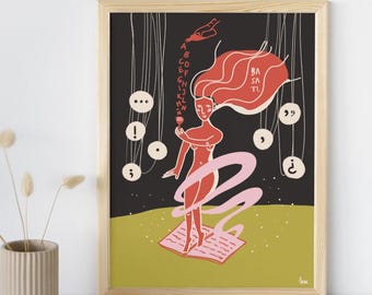 Athena Illustration / Goddess of Wisdom Poster / Woman Art Print