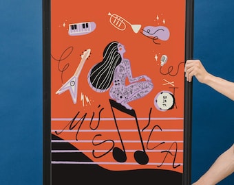 Music Illustration / Rocker Woman Print