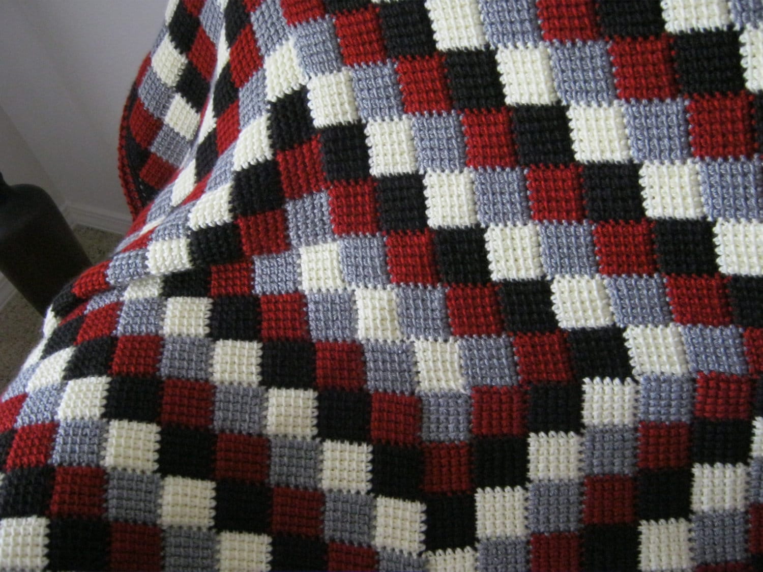 Red White Grey Black Crochet Baby Blanket Afghan MADE TO Etsy