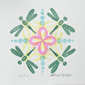 DRAGONFLY Block Print Poster