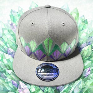 CRYSTAL Grey Block Print Snap Back Hat