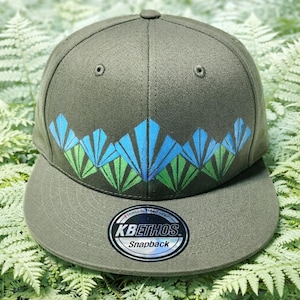 CRYSTAL Green Block Print Snap Back Hat