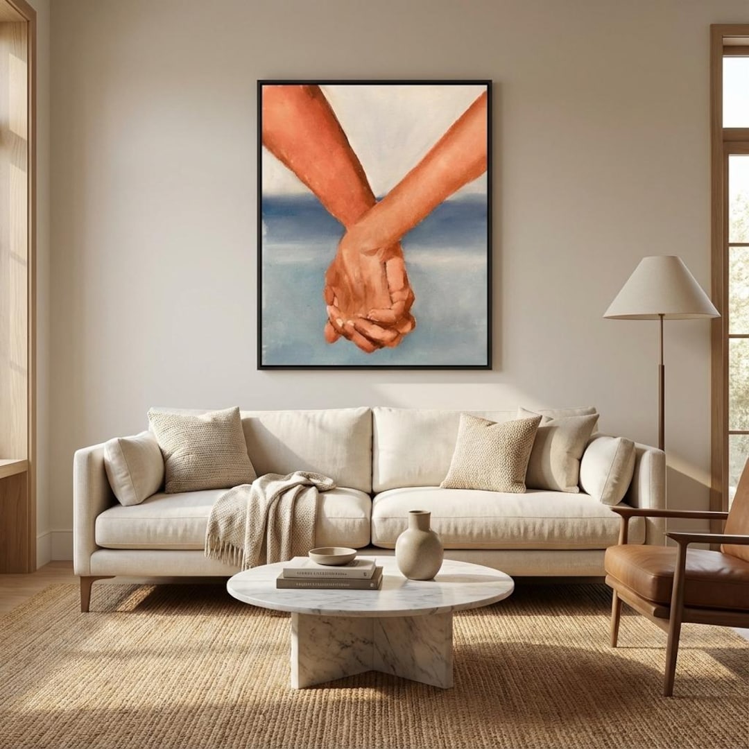 Holding Hands Couple Canvas Print, Romantic Love Wall Art, Minimalist ...