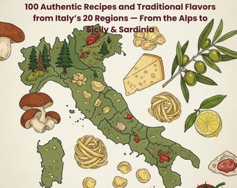 Livre de cuisine régionale italienne - 100 00 recettes authentiques et saveurs traditionnelles des 20 régions d'Italie, des Alpes à la Sicile et à la Sardaigne