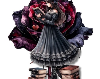 Gothic Library 2 Clipart PNG - Livres Anciens et Atmosphères Sombres - Graphisme Dark Academia pour Junk Journal, Scrapbooking, Grimoire