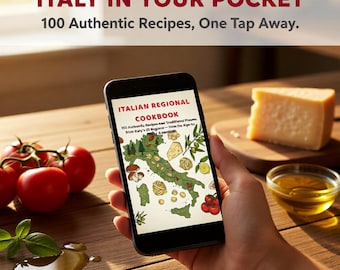 Livre de cuisine italien numérique interactif et régional - 100 recettes authentiques - Pack Premium : Livre interactif + PDF imprimable - Des Alpes à la Sicile