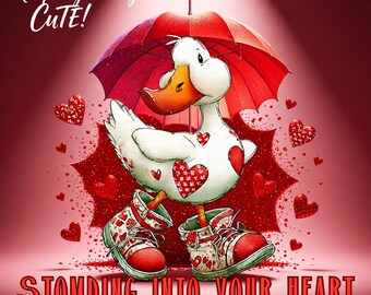 Clipart Oie de la Saint-Valentin PNG, Aquarelle Oie Mignonne, Sublimation Amour, Fond Transparent, Téléchargement Numérique Instantané