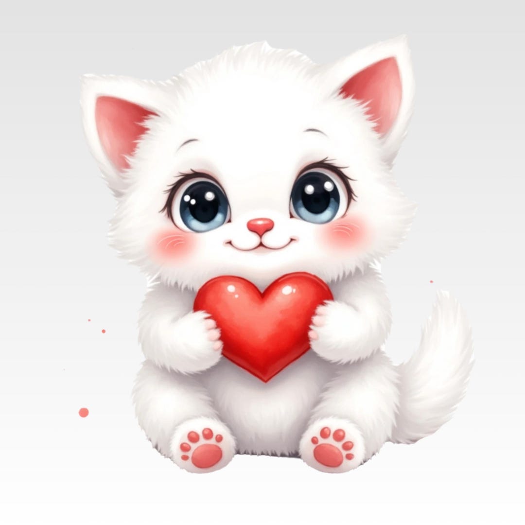 25 Cute Cat Clipart Bundle, Kawaii Cat PNG Illustrations, Digital ...