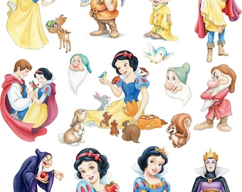 4000px Snow White Princess Watercolor, Fairytale Princess Clipart Set, Snow White Watercolor Collection, Instant Download