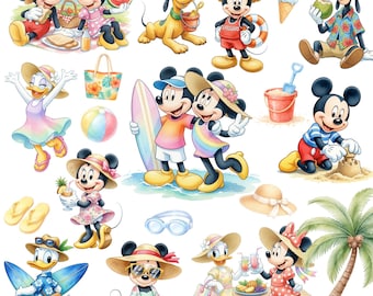 4000px 139 PNG Mickey Summer Watercolor Children's Kit, Mickey Summer Cute Watercolor Delicate Kit, Summer Theme, Children's Party