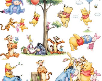 50+ PNG Winnie the Pooh Watercolor Png Clipart, Winnie the Pooh Friends Birthday Theme, Storybook Bear Baby Shower Watercolor, High Quality
