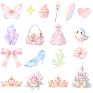 4000px 30 PNG Little Baby Princess Clipart Bundle, Fairytale Girls, Storybook Princesses Clip Art, Kids Party, Nursery Decor, Commercial Use image 4
