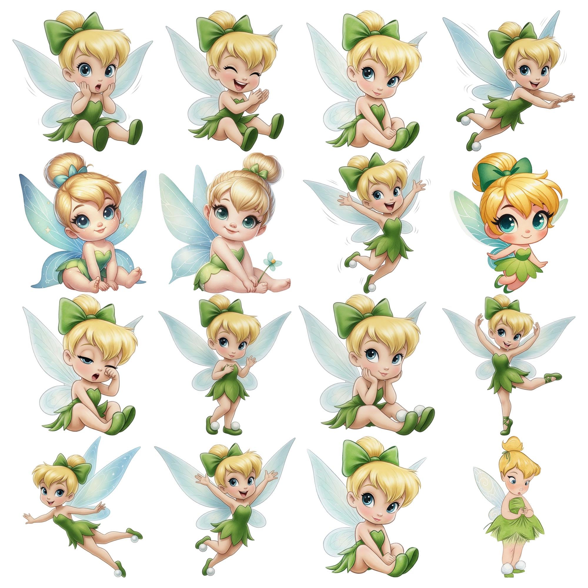 Baby Fairy PNG Clipart Bundle, Cute Baby Tinkerbell Style Graphics Girl ...