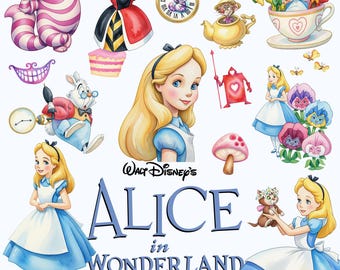 4000px Alice in Wonderland Watercolor Clipart: 99 PNG Illustrations Digital Download Alice in wonderland watercolour clip art
