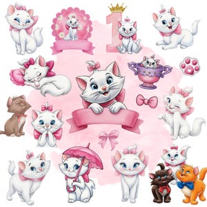 100+ Aristocats Watercolor Clipart Bundle, Marie PNG, Instant Download, Clip Art