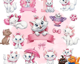 100+ Aristocats Watercolor Clipart Bundle, Marie PNG, Instant Download, Clip Art