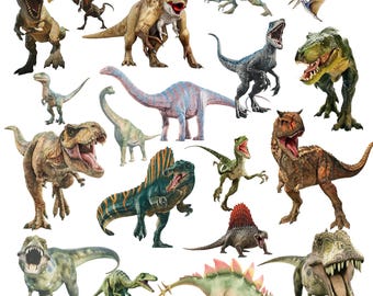 Jurassic aquarel png-bundel, dinosaurus clipart en digitaal papier, inclusief Rebirth dinosaurus png voor shirt, taarttopper verjaardag
