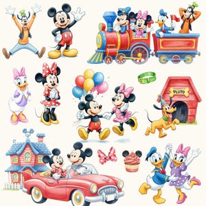 70+ Micky und Freunde Cute Kit, Zartes Aquarell, Disney Charaktere, Baby Micky und Freunde, Digitales Aquarell Kit, Clipart für Kinder
