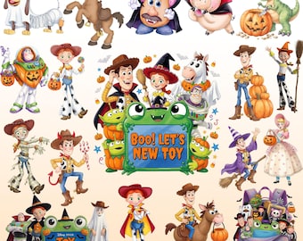 Imágenes prediseñadas de Halloween de juguetes de películas retro PNG, fantasma de Halloween PNG, ambiente espeluznante PNG, truco o trato PNG, camiseta de Halloween PNG, descarga digital