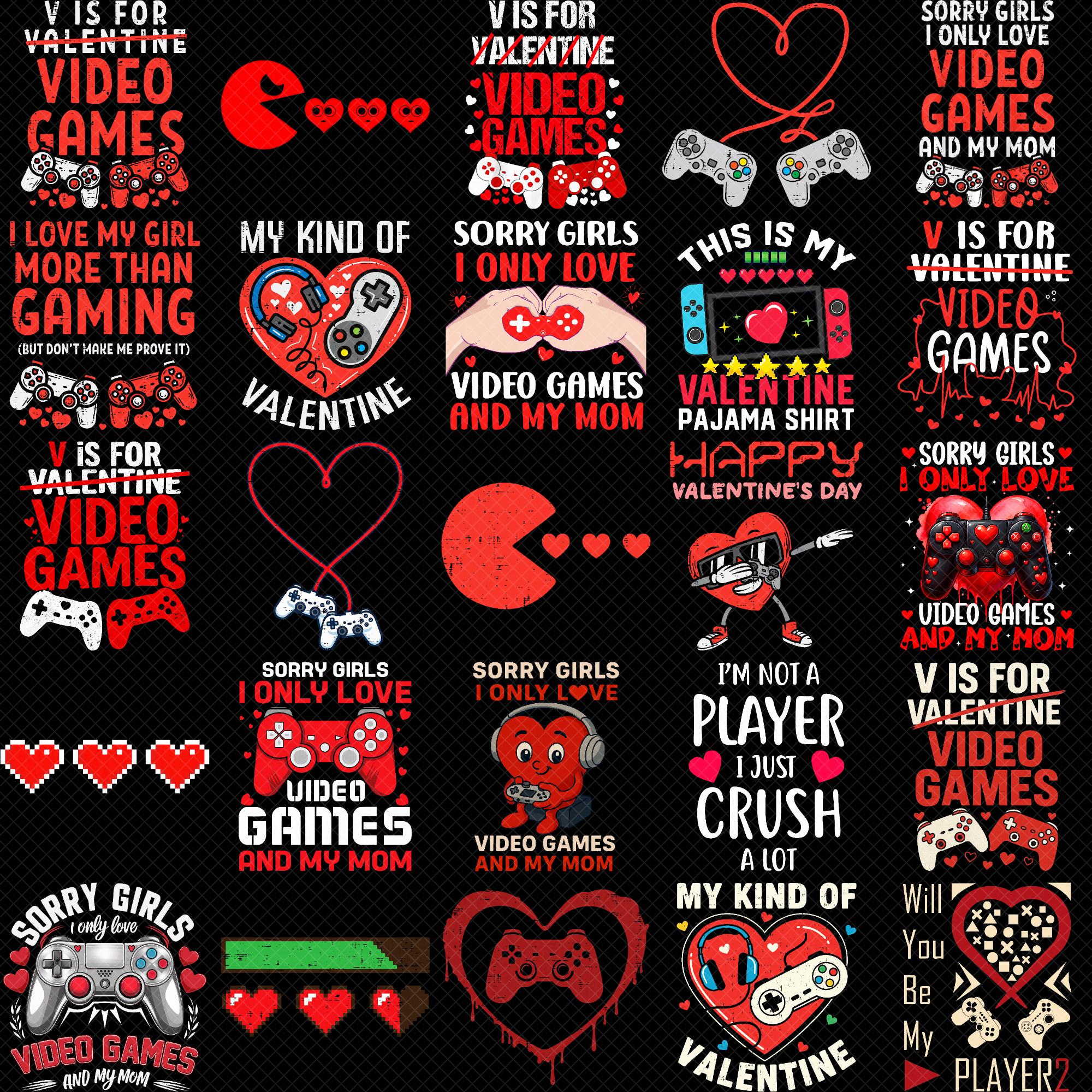 V is for Video Games PNG Bundle | Funny Valentine Gamer Shirt Design ...