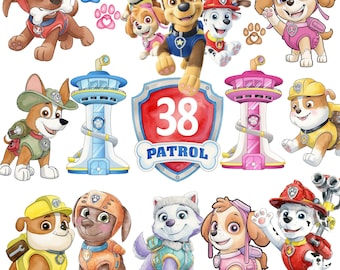 4000px 38 PNG Watercolor Clipart, dog png, cartoon Png bundle handmade, Digital File, Clip Art Files, Instant Download