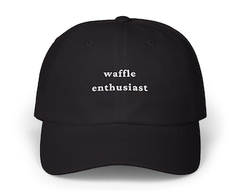 Waffle Enthusiast Classic Dad Cap with Embroidered Text, Unisex Trendy Casual Wear for Everyday, Funny Food Themed Gifts for Foodies
