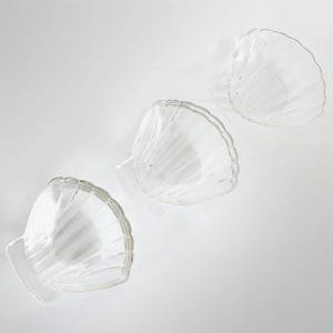 Vintage set amuse schelpvormige glazen schaaltjes schelp Pyrex 1960's