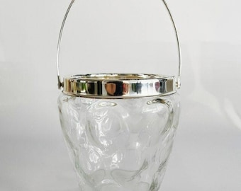Cubitera vintage de cristal cromado de los años 60.
