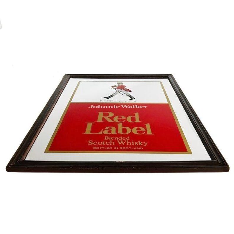Vintage reclame spiegel Johnnie Walker Red Label Whisky 1970's