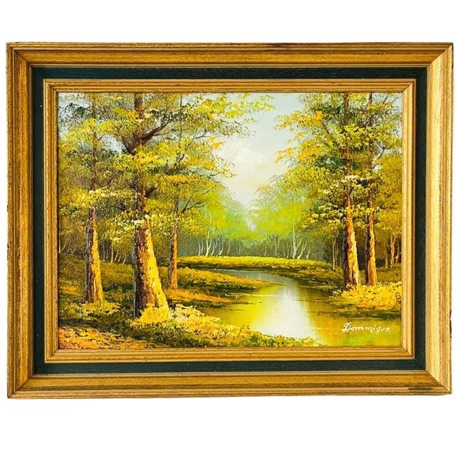 ヴィンテージ油絵 森の風景 木々 自然画 1970年代 - Etsy 日本