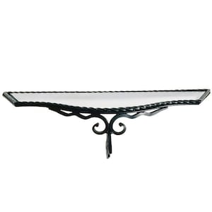 Consola de pared vintage de hierro forjado y cristal, década de 1960.