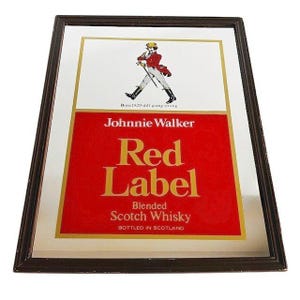 Vintage reclame spiegel Johnnie Walker Red Label Whisky 1970's