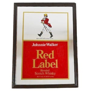 Vintage reclame spiegel Johnnie Walker Red Label Whisky 1970's