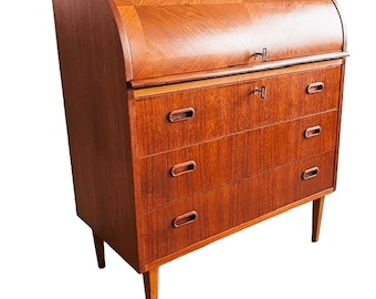Vintage Egon Ostergaard deens design mid-century roltop secretaire kast bureau 1960's