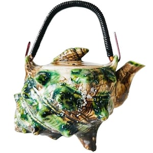 Vintage japanische Bijou-Teekanne aus Muschelschalen, Majolika-Muschel, 1950er Jahre