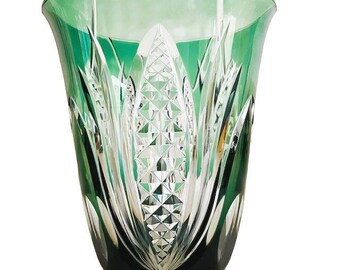 Val Saint Lambert Emerald Green Crystal Vase. - Etsy