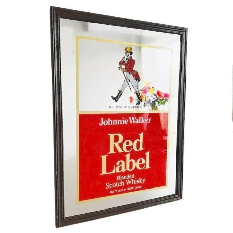 Vintage reclame spiegel Johnnie Walker Red Label Whisky 1970's