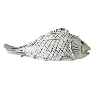 Antiek Limoges Coiffe Visdoosje Wit Porselein met Zilver Franse Terrine 1891-1914 cadeau tip