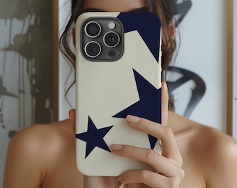 Trendy Navy Star Y2K Tough Phone Case | Teen Cool Girl Case | Stars Pattern Phone Cases | iPhone 17 16 15 14 13 12 Pro Max, Samsung S25 S24