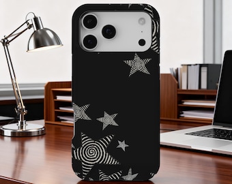 Funda de teléfono con diseño de estrella grunge, diseño de estrella Y2K, diseño de ilusión óptica, fundas de teléfono psicodélicas góticas, para iPhone 17, 16, 15, 14, 13, 12 y 11, Samsung S25 y S24