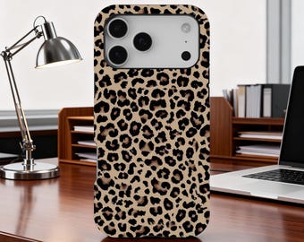 Leopard Print Phone Case, Trendy Cheetah Cover for iPhone 17 16 15 14 13 12 11 Pro Max, Samsung Galaxy S25 S24 Ultra, Wildlife Lover Gift