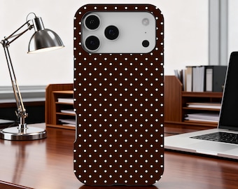 Brown Polka Dot Phone Case, Soft Girl Cute Design, Y2K Style, Trendy Aesthetic Cover for iPhone 17 16 15 14 13 12 Pro Max, Samsung S25 S24