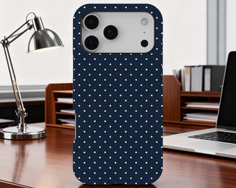Custodia per telefono a pois blu navy, custodia protettiva semplice Y2K blu scuro per iPhone 17 16 15 14 13 12 11 Pro Max, Samsung S25 S24 S23 Ultra