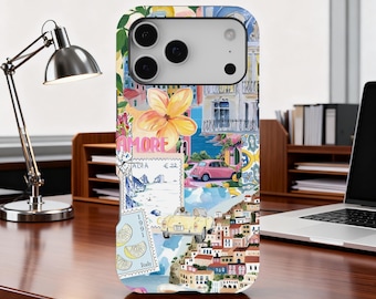 Italian Summer Collage Phone Case Capri Vacation Coastal Coquette Aesthetic Cases, iPhone 17 16 15 14 13 12 11 Pro Max, Samsung S25 S24 S23