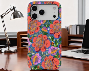 Wildflower MagSafe Phone Case, Colorful Boho Cover, Botanical Floral Phone Cover for iPhone 17 16 15 14 13 12 11 Pro Max, Samsung Galaxy S26