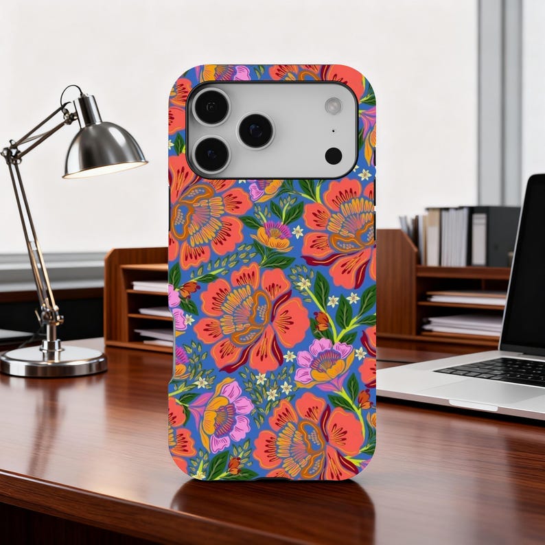 Wildflower MagSafe Phone Case, Colorful Boho Cover, Botanical Floral Phone Cover for iPhone 17 16 15 14 13 12 11 Pro Max, Samsung Galaxy S26