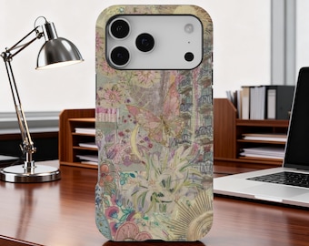 Dreamy Boho Collage Phone Case, 70s Retro Butterfly Floral Hippie Trendy Phone Cover, iPhone 17 16 15 14 13 12 11 Pro Max, Samsung S25 S24